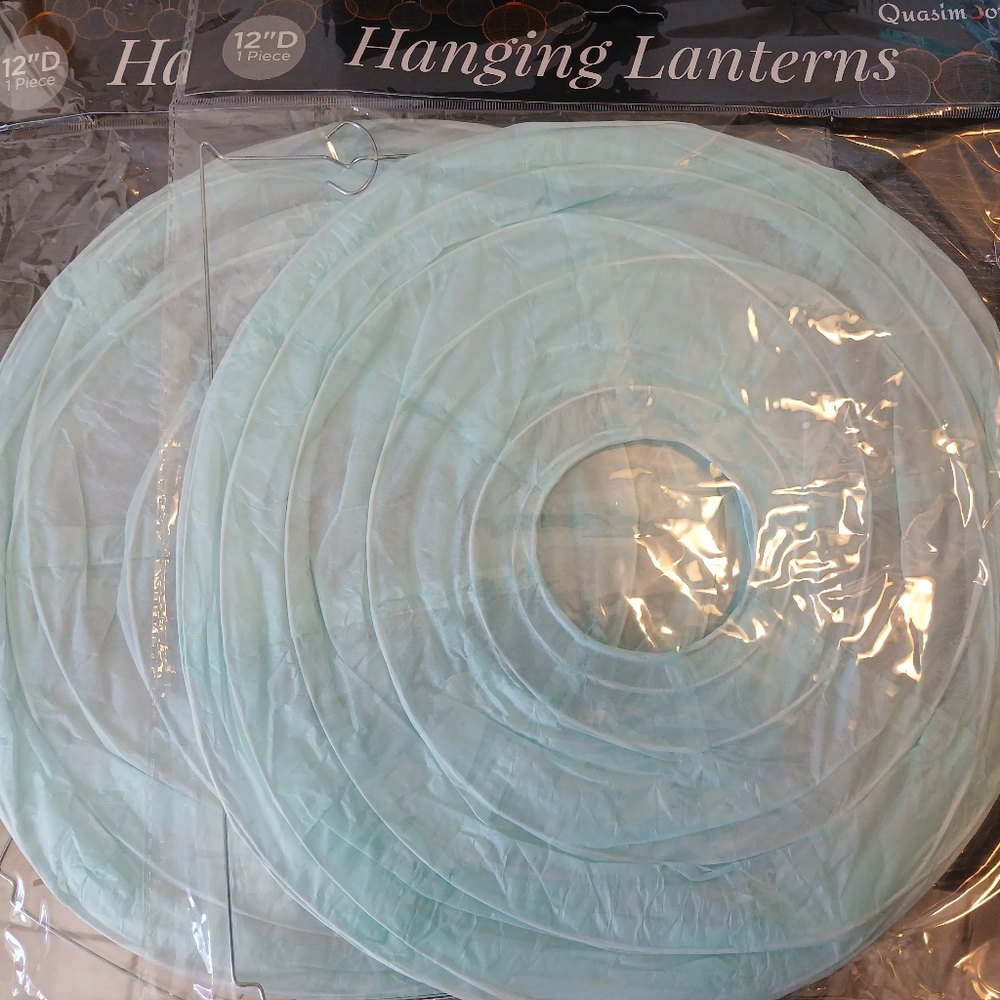 Hanging Paper Lanterns Light Blue Set Of 2